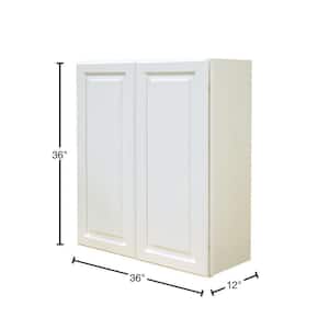 LaPort Assembled 36x36x12 in. Wall Cabinet with 2 Doors 2 Shelves in Classic White