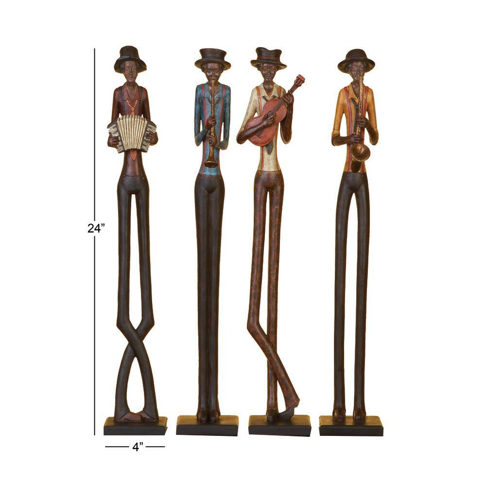Eclectic Long-Legged Jazz Band Musician Glass Sculptures, 24" Set of 4