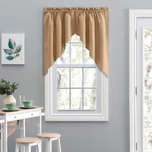 Lisa Solid 36 in. L Polyester/Cotton Tailored Swag Valance in Tan