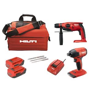 22-Volt Lithium-Ion Cordless Rotary Hammer Drill/Impact Driver Compact Combo Kit (2-Tool)