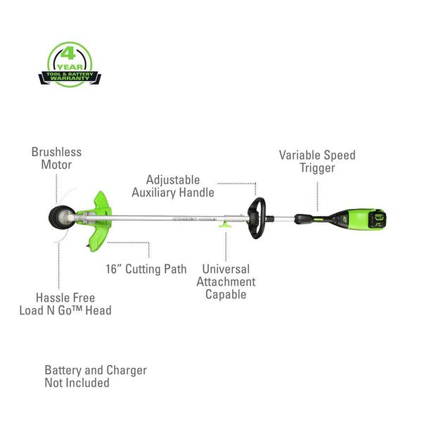 Greenworks X-Range 16 in. 60-Volt Battery Cordless Brushless Bike Handle String Trimmer (Tool-Only)