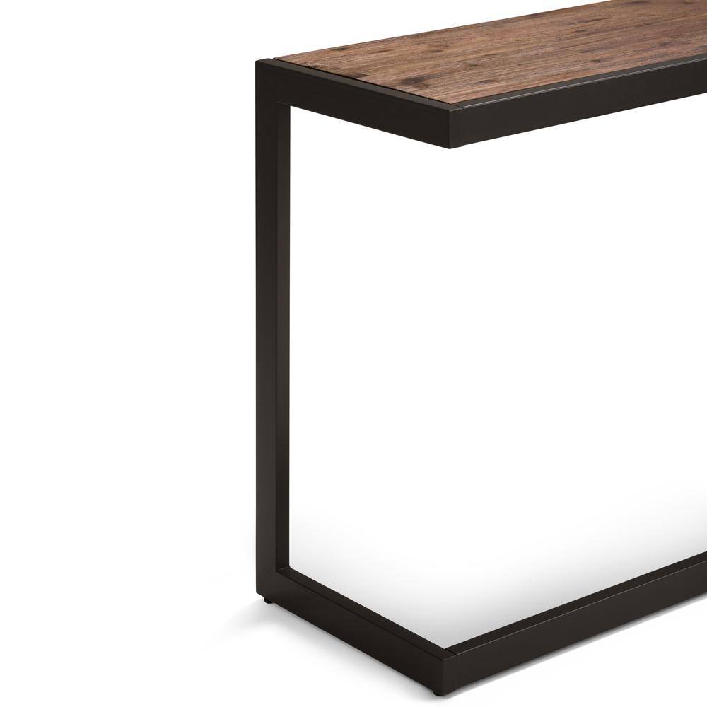 Erina 52" Rustic Natural Aged Brown Solid Acacia & Metal Console Table