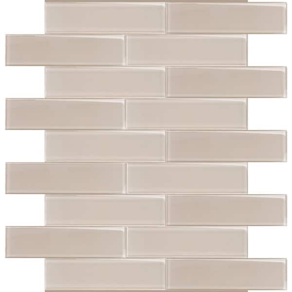 Warm Greige 3-in. x 12-in. Polished Glass Mosaic Floor and Wall Tile (25 Cases, 125 sq. ft./Pallet)