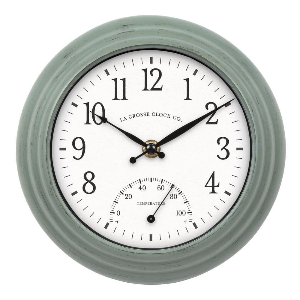 La Marque D80cm Round Modern Moving Cogs Clock - Grey w/metal Green –