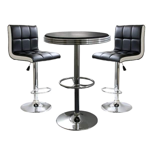 Amerihome Retro Style Bar Table Set In, Tall Round Pub Table And Chairs