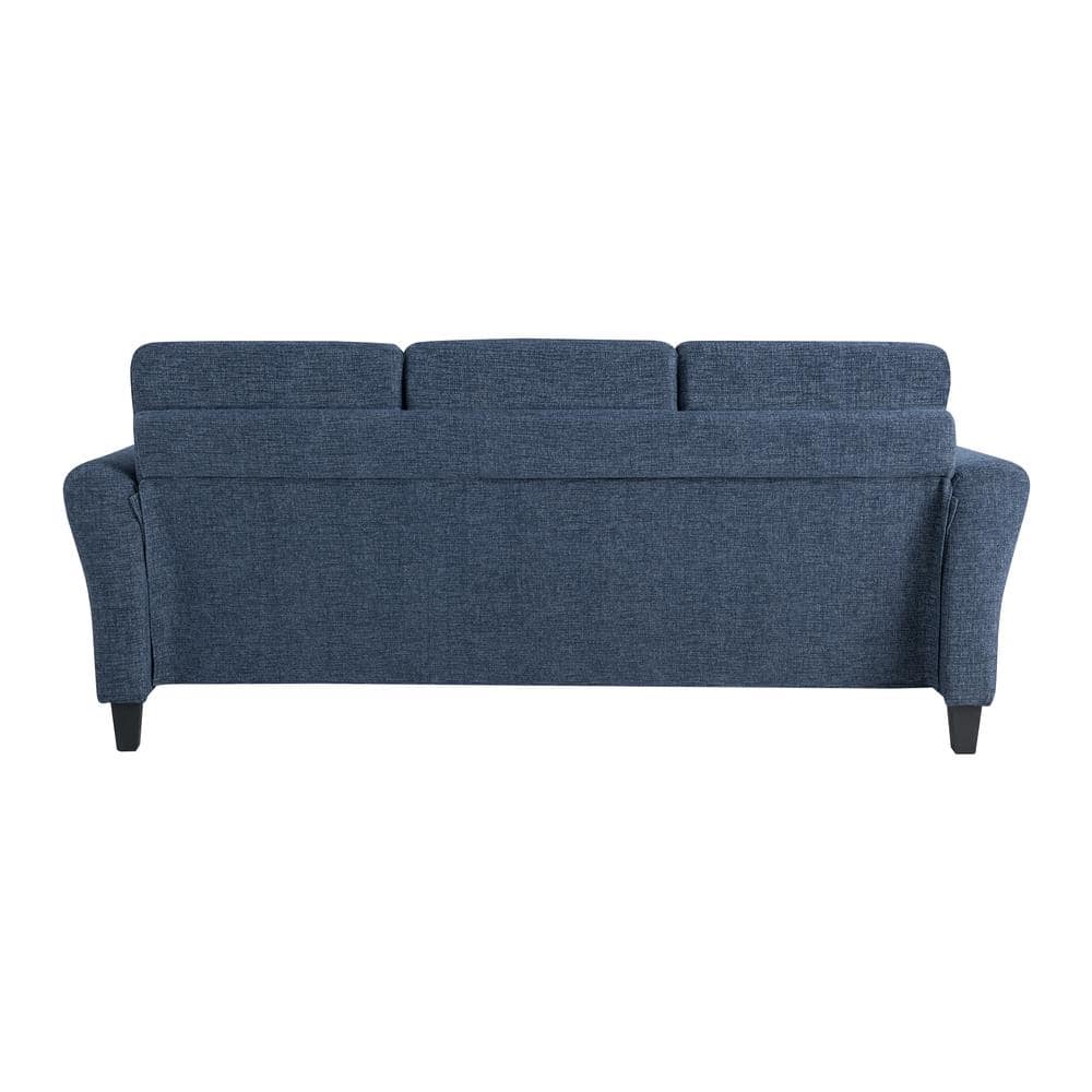 Alexa Blue Microfiber Sofa with Rolled Arms and Ottoman