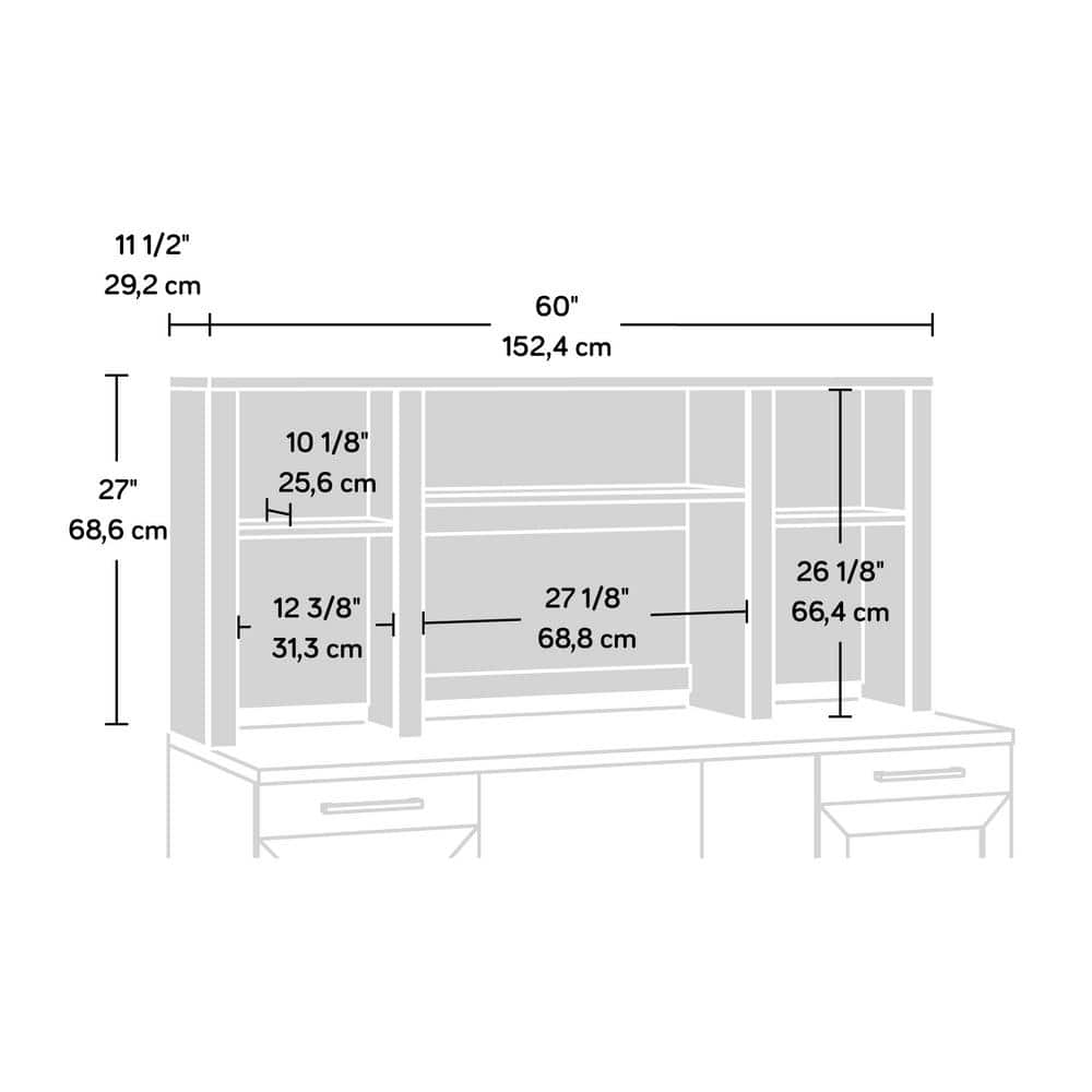 Raven Oak 60" Computer Hutch with Adjustable Shelves