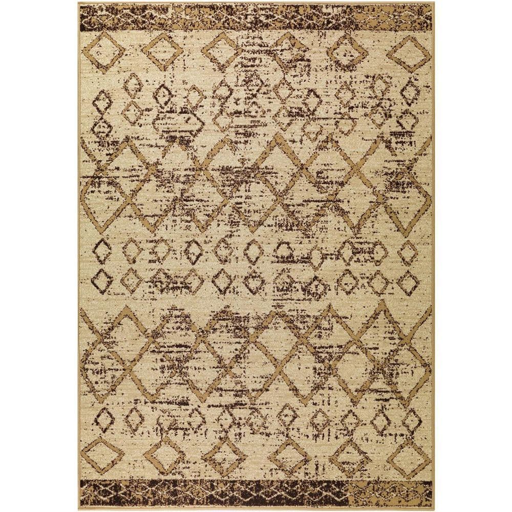 Yellow Polypropylene 4 ft. x 6 ft. Moroccan Indoor Area Rug