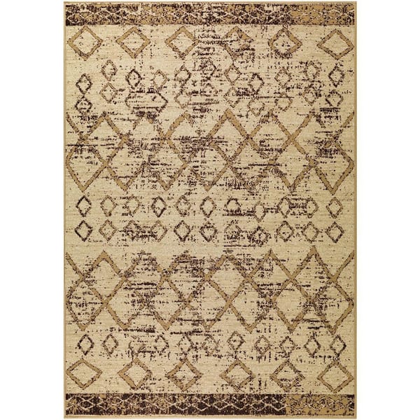 Yellow Polypropylene 4 ft. x 6 ft. Moroccan Indoor Area Rug