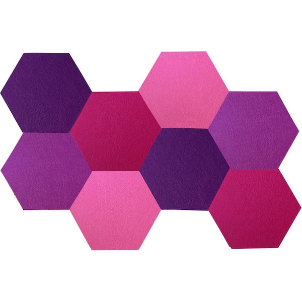 8 Pack Hexagon 7.9x6.9 Inch Felt Cork Bulletin Board Self Adhesive Pin Board with Strong Glue Gradual Purple 8 Sheets