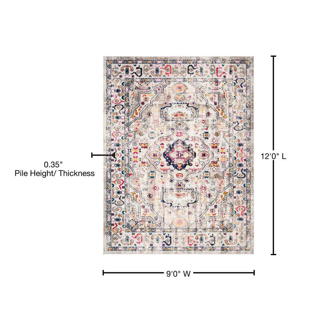 Elegant Grey/Blue Synthetic 9' x 12' Hand-Knotted Area Rug