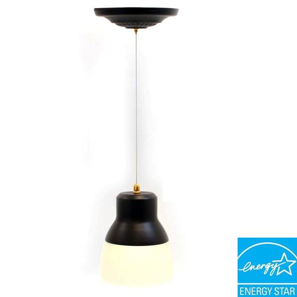It's Exciting Lighting Oil Rubbed Bronze Battery Operated 24-LED Ceiling Mount Pendant with Frosted Glass Shade