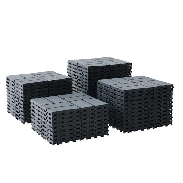 PARASOLAR 12 in. x 12 in. Patio Tiles Waterproof Plastic Outdoor Interlocking Deck Tiles (44-pack)