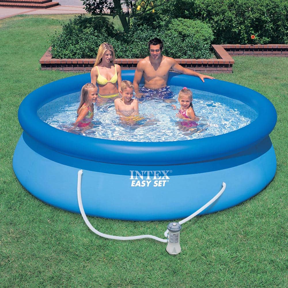 Intex Easy Set 10 ft. Round x 30 in. Deep Inflatable Pool with 330 GPH  Filter Pump 28121EH - The Home Depot