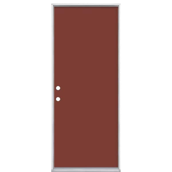 Masonite 32 in. x 80 in. Flush Right-Hand Inswing Red Bluff Painted Steel Prehung Front Exterior Door No Brickmold