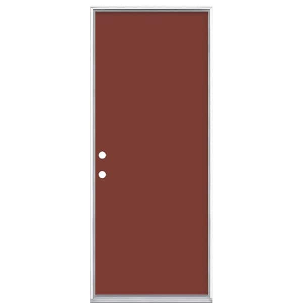 Masonite 32 in. x 80 in. Flush Right-Hand Inswing Red Bluff Painted Steel Prehung Front Door No Brickmold in Vinyl Frame