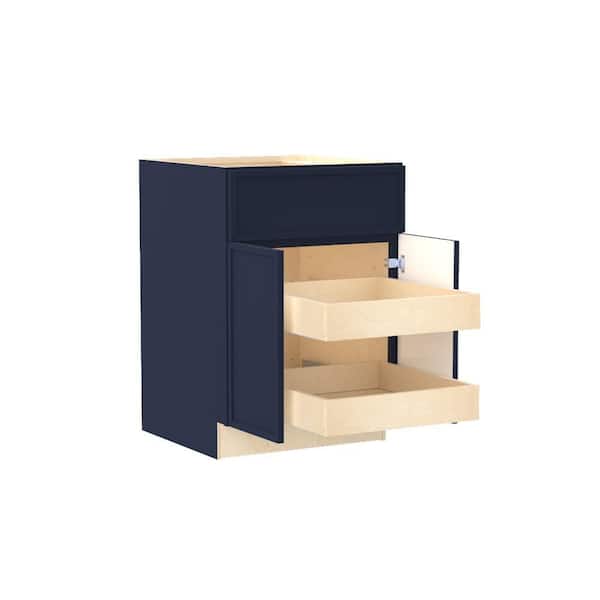 Franklin 24 in. W x 24 in. D x 34.5 in. H Assembled Plywood Base Kitchen Cabinet in Vessel Blue with 2ROT Soft Close