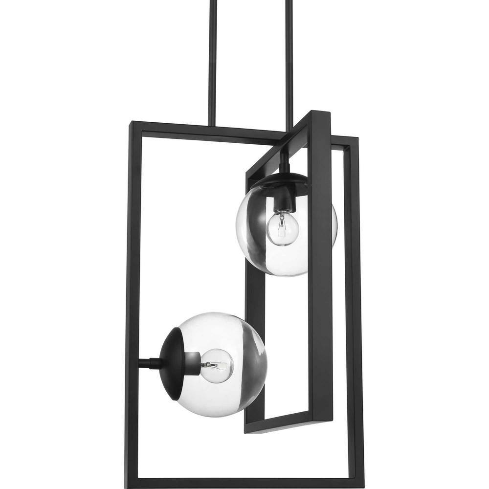 Atwell Matte Black 2-Light Pendant with Clear Globe Shades