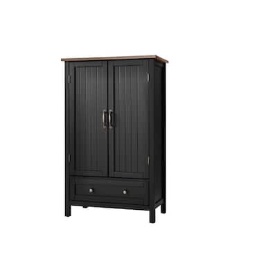 Bainport Black with Haze Top Wood Kitchen Pantry with Haze Top (28 in. W x 45 in. H)