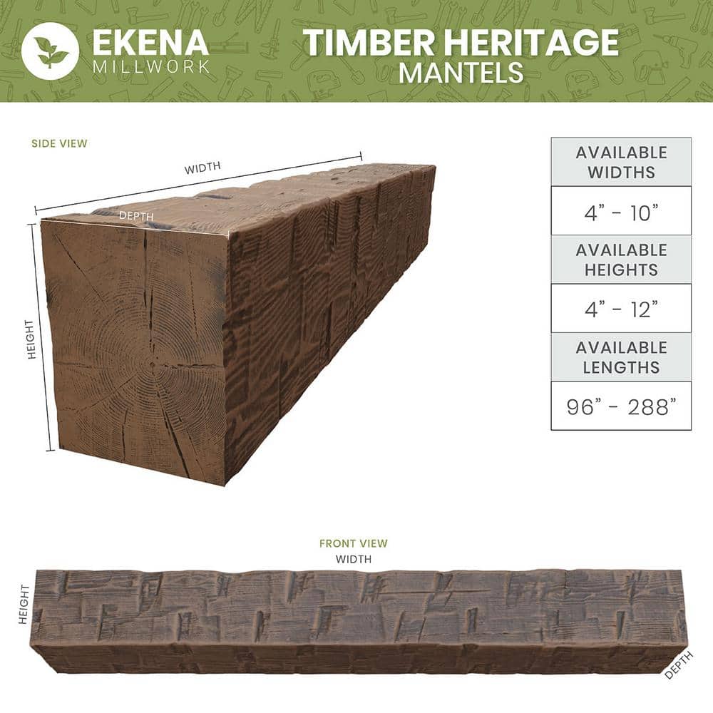 Vanilla Chai Reclaimed Axed Cut Faux Wood Fireplace Mantel