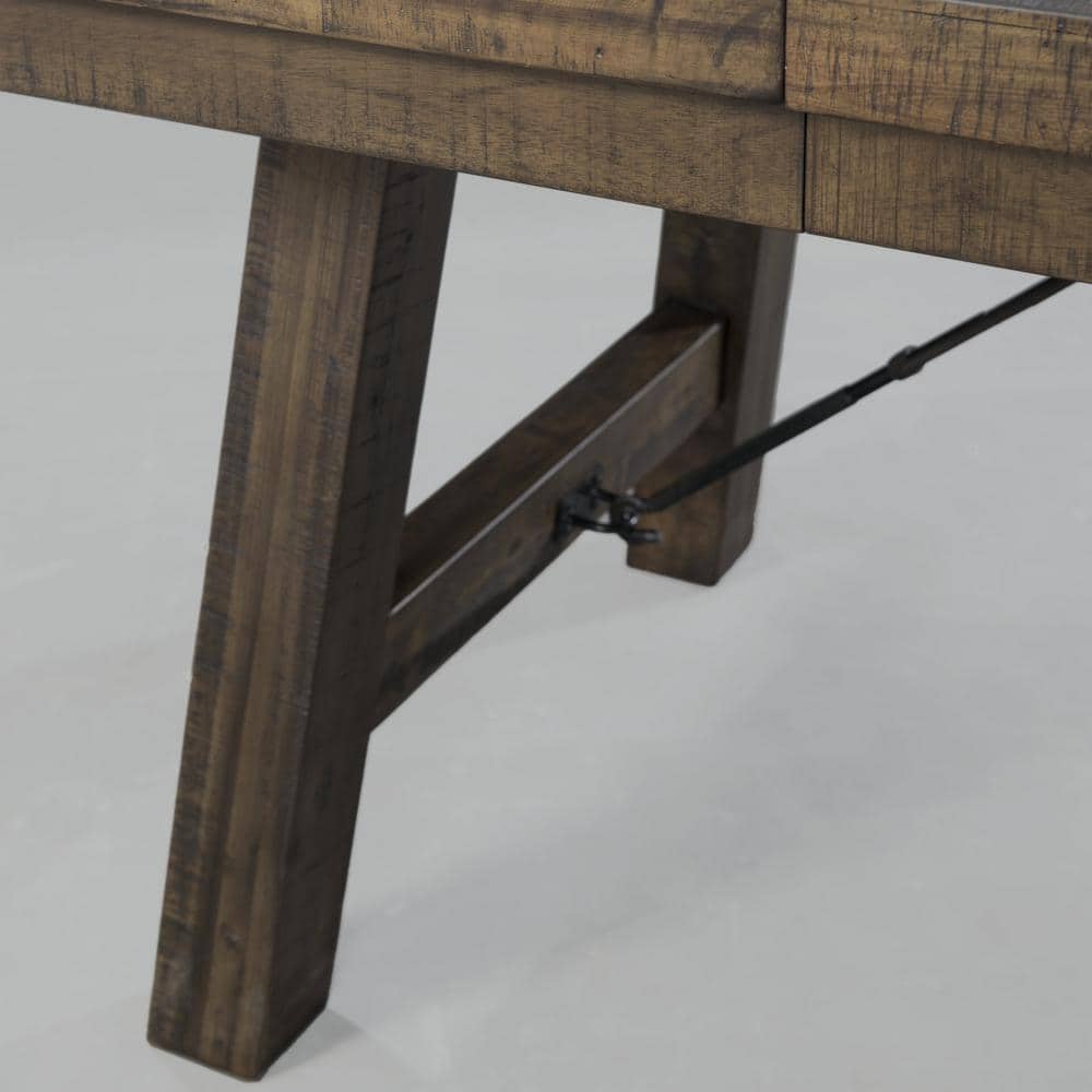 Rustic Flair Extendable Dining Table in Smokey Walnut with Turnbuckle Accents