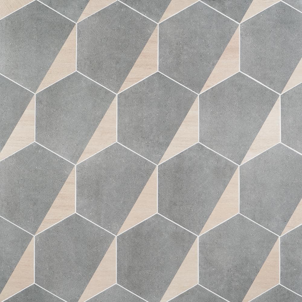 Ivy Hill Tile Klyda Wood Graphite 12.6 in. x 14.5 in. Matte Hexagon Porcelain Floor and Wall Tile (10.51 sq. ft. / Case), Grey -  EXT3RD106088