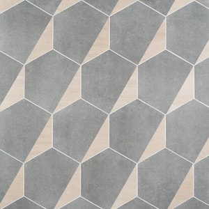 Klyda Wood Graphite 12.6 in. x 14.5 in. Matte Hexagon Porcelain Floor and Wall Tile (10.51 sq. ft. / Case)