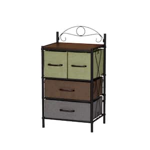 17.32 in. W x 31.7 in. H Walnut Pull-Out Fabric 4-Drawer Unit with Multicolored Drawers