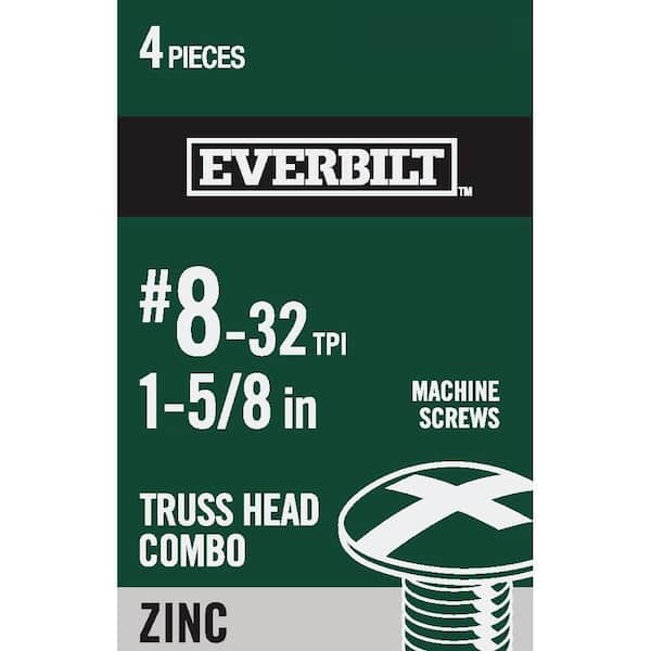 Everbilt #8-32 x 1-5/8 in. Combo Truss Head Zinc Plated Machine Screw (4-Pack)