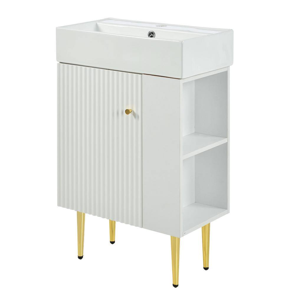 21.6 in. W x 12.2 in. D x 33.9 in. H Single Sink Freestanding Bath Vanity in White with White Ceramic Top price history on PriceWatchPro