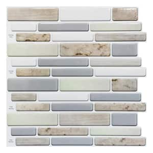 Smart Tiles Metro Grigio Gray 10-in x 11-in Glossy Resin Brick Subway Peel  and Stick Wall Tile (2.21-sq. ft/ Carton) in the Tile department at