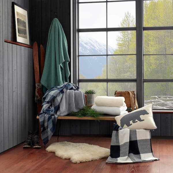 Eddie Bauer Windsor Stripe 1-Piece Blue Cotton Twin Blanket