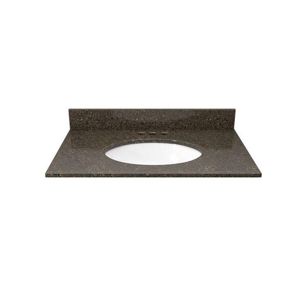 Solieque 25 in. Granite Vanity Top in Coffee Brown with White Basin