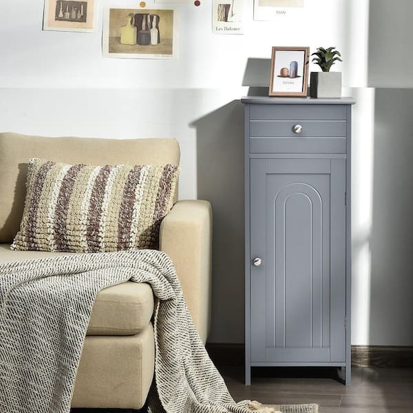 Grey P2 MDF Slab Door Stock Ready to Assemble Bath Kitchen Cabinet with Drawer