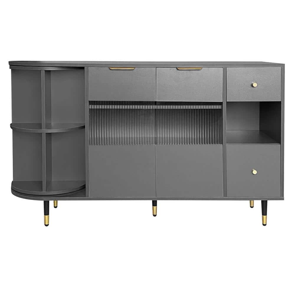 51.1 in. W x 15.7 in. D x 31.5 in. H Gray Linen Cabinet With 2-Doors and 2-