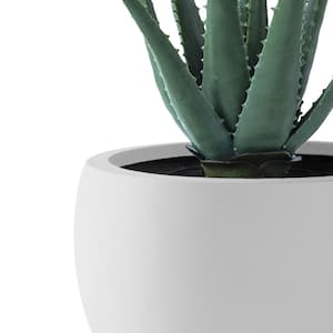 20 in. W Round Lightweight Pure White Concrete Metal Planter Pots, Seamless with Drainage Hole for Home and Garden