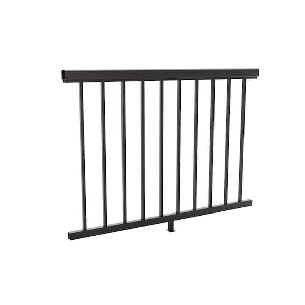 4ft. Matte Black Aluminum Deck Railing Pre-Assembled Panel for 36 in. High System