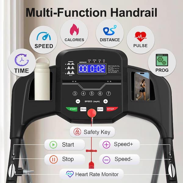 Amucolo 2.5 HP Steel Folding Electric Treadmill Running Machine 