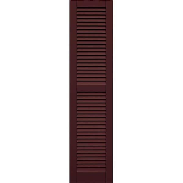 Winworks Wood Composite 15 in. x 63 in. Louvered Shutters Pair #657 Polished Mahogany