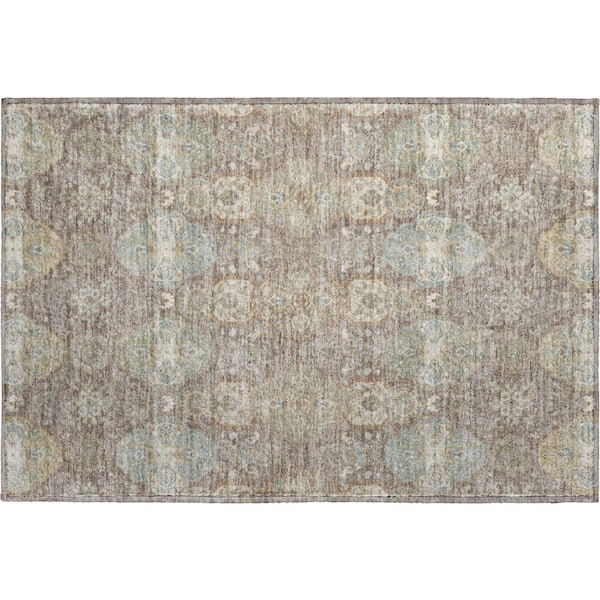 Mayfield Premium Machine Washable Abstract AMF2484 Mocha 3 ft. x 4 ft. Area Rug