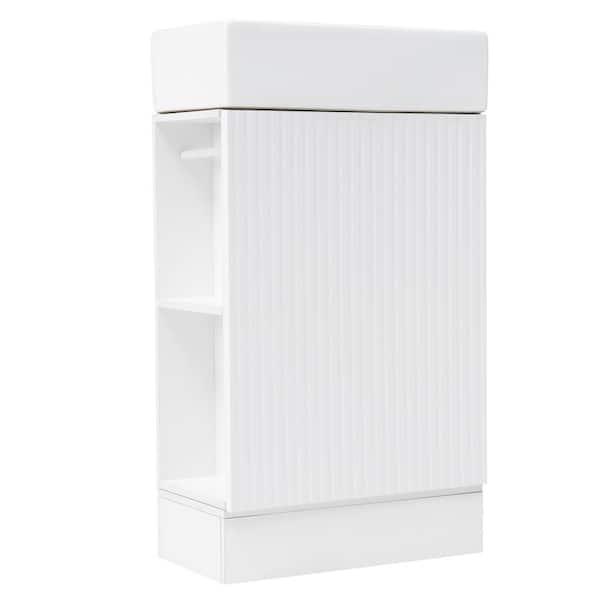 18.60 in. W x 10.60 in. D x 33.20 in. H One Sink Bath Vanity in White with White Ceramic Top Material
