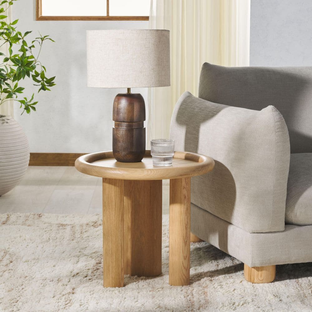 Madelynn 20 in. Natural Round Wood End Table price history on PriceWatchPro