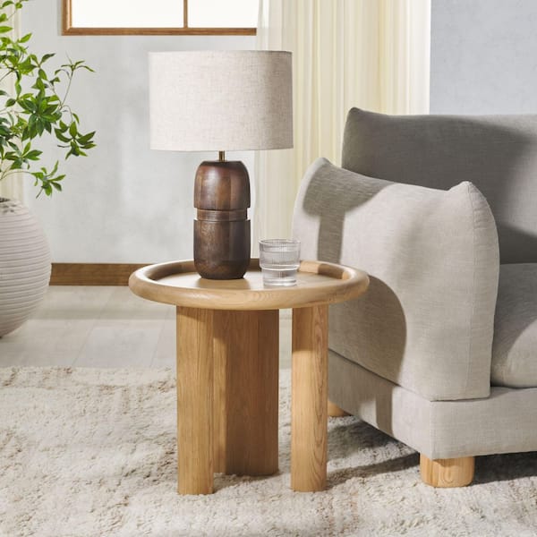 Madelynn 20 in. Natural Round Wood End Table