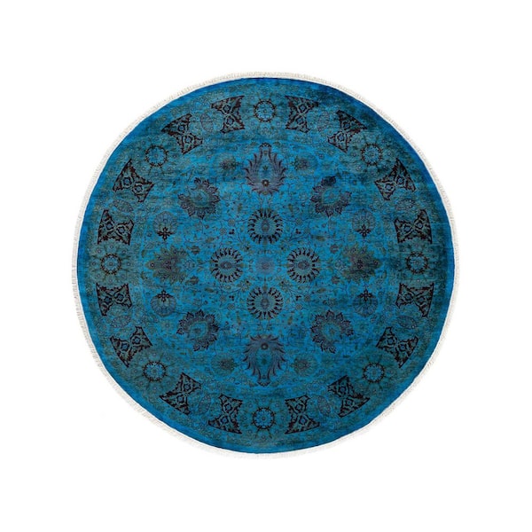 Chloe & Olivia Home Overdyed Blue 6 ft. 1 in. x 6 ft. 1 in. Wool Indoor Area Rug