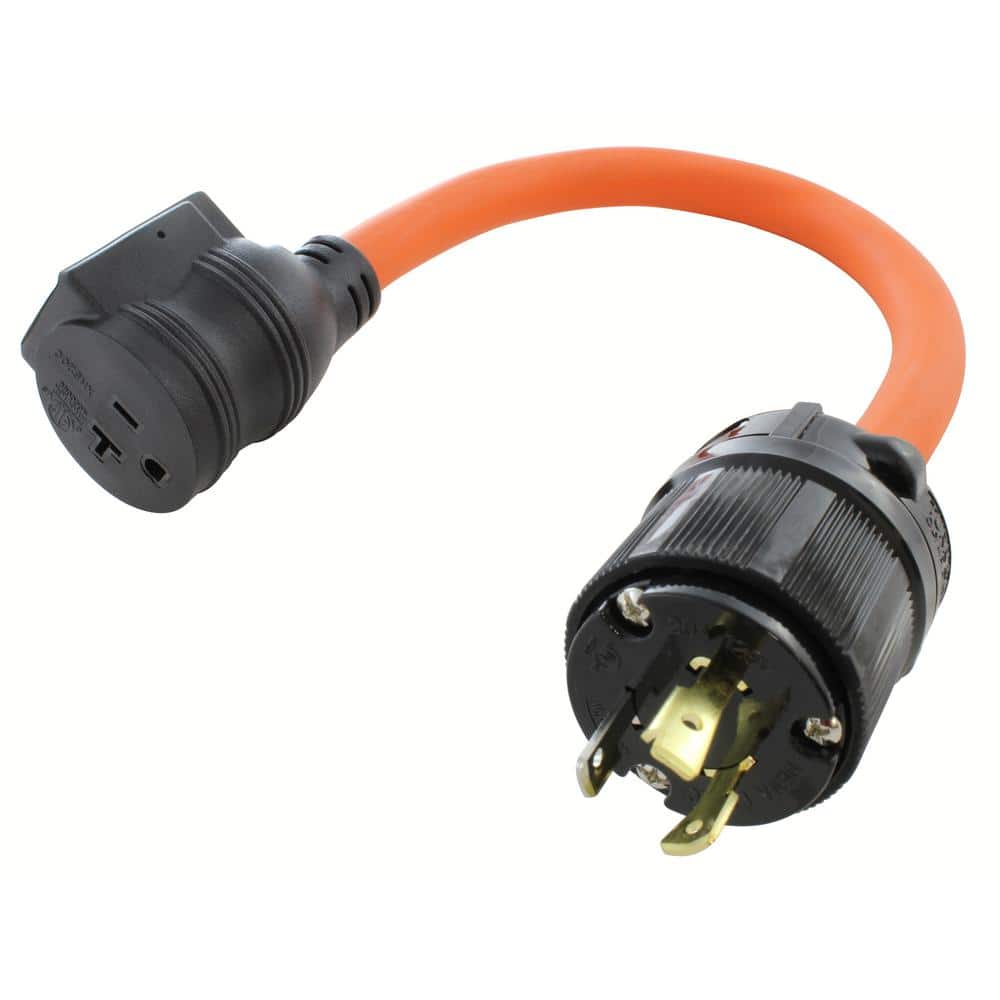 AC Connector 1 ft. 12 AWG 15 Amp to 20 Amp Plug Adapter Cord NEMA 5-15P to  5-15/20R (20 Amp T-Blade)