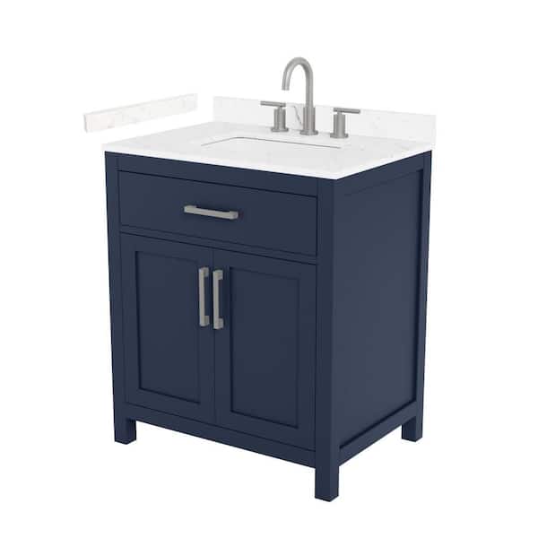 Beckett 30 in. Single Freestanding Dark Blue Bath Vanity with Carrara Cultured Marble Top