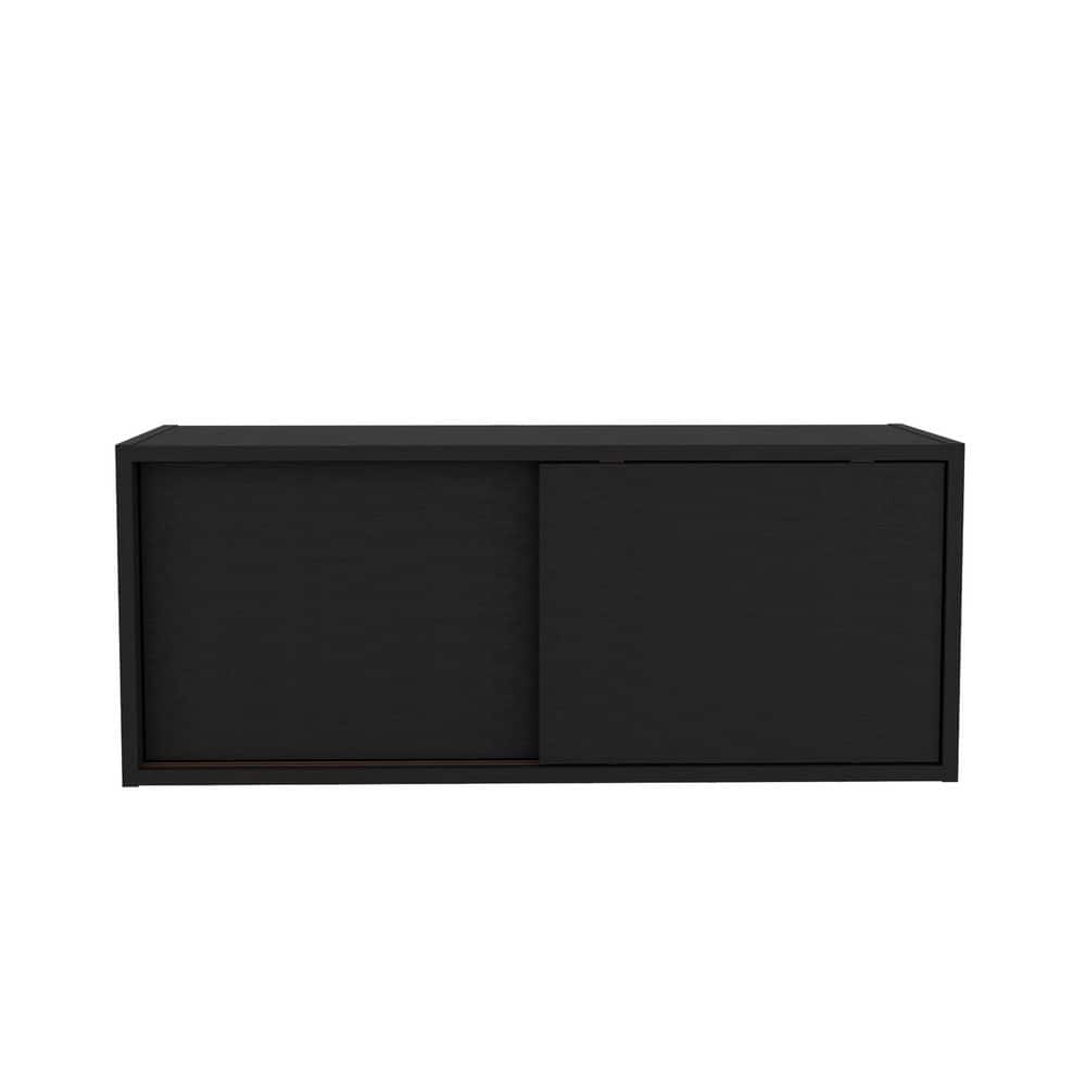 32 in. W x 13 in. D x 13 in. H Bathroom Storage Wall Cabinet in Black with 2 Sliding Doors price history on PriceWatchPro