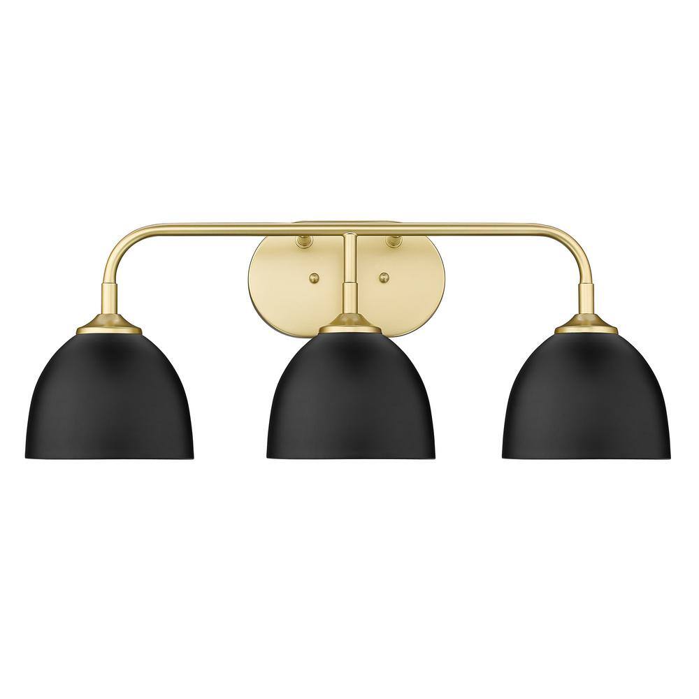 Zoey Black and Gold 3-Light Bath Vanity Fixture