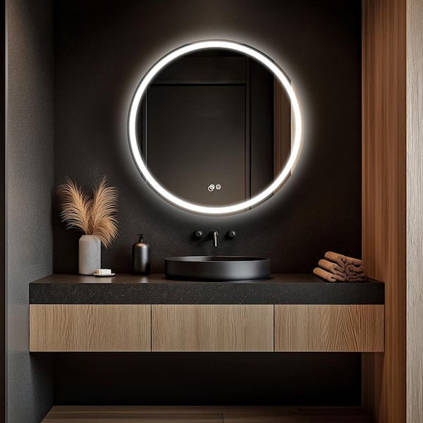 LuxHomez 24 in. W x 24 in. H Classic Round Frameless Wall Mount