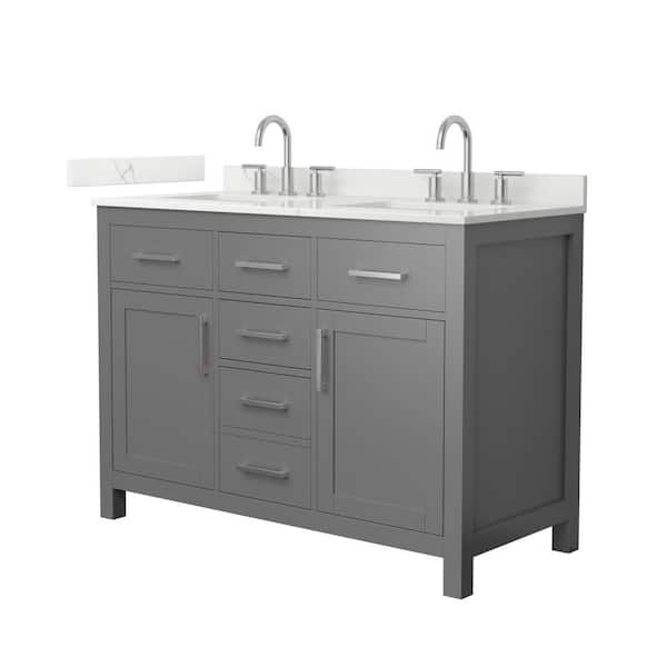 Beckett 48 in. Double Freestanding Dark Gray Bath Vanity with Giotto Quartz Top (Assembled)